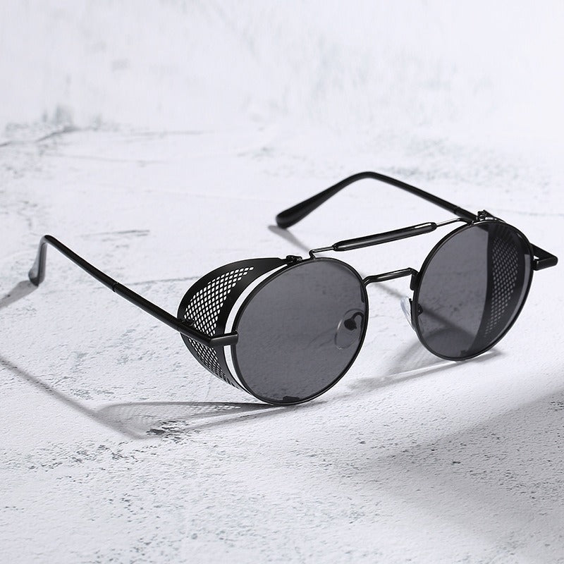New Steampunk Glasses Flip Sunglasses Round Frame Metal Sunglasses