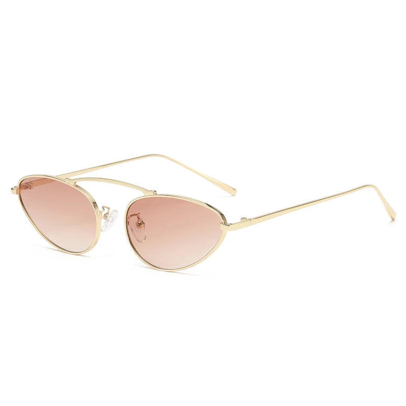 Metal oval punk sunglasses with hanging nose and vintage sunglasses