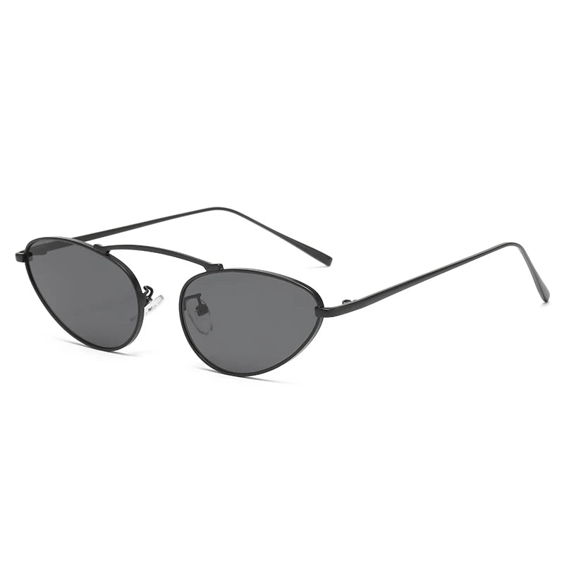 Metal oval punk sunglasses with hanging nose and vintage sunglasses