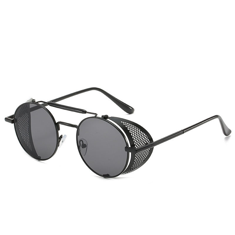 New Steampunk Glasses Flip Sunglasses Round Frame Metal Sunglasses