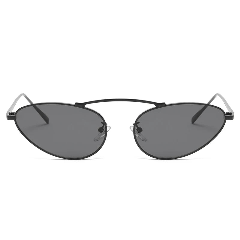 Metal oval punk sunglasses with hanging nose and vintage sunglasses