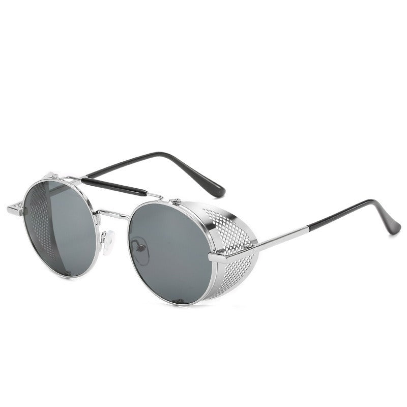 New Steampunk Glasses Flip Sunglasses Round Frame Metal Sunglasses
