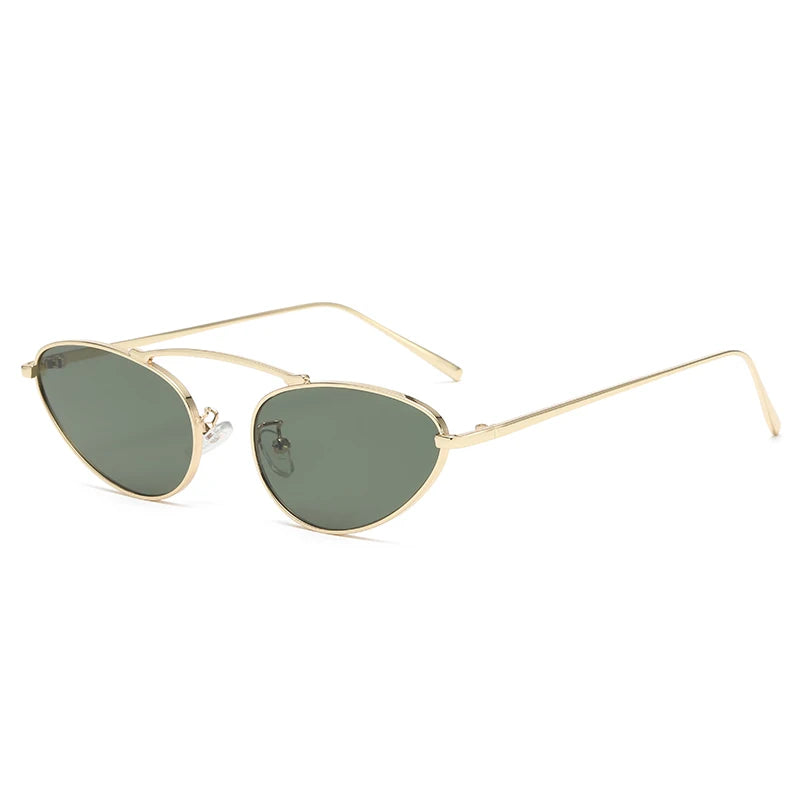 Metal oval punk sunglasses with hanging nose and vintage sunglasses