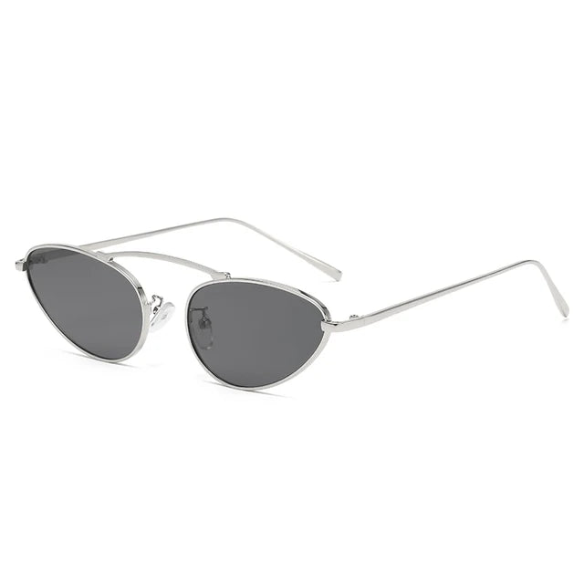 Metal oval punk sunglasses with hanging nose and vintage sunglasses