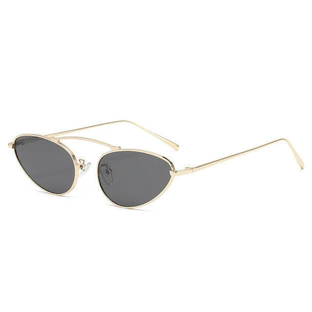 Metal oval punk sunglasses with hanging nose and vintage sunglasses